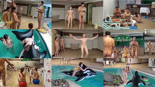 Family nudism video - Kids indoor dolphin ride