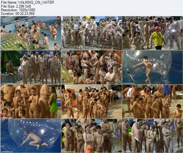 Family nudism video - Walking on water
