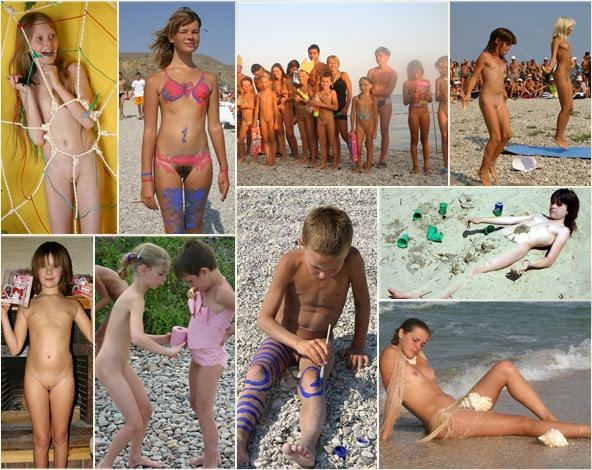 Young nudists photo - Young child gets painted