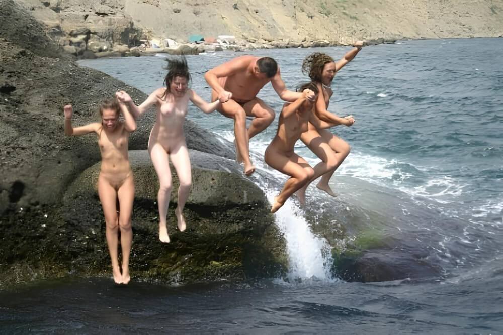 Mens and girls nudists on a beach - Naturism teaches respect for ones body and its beauty