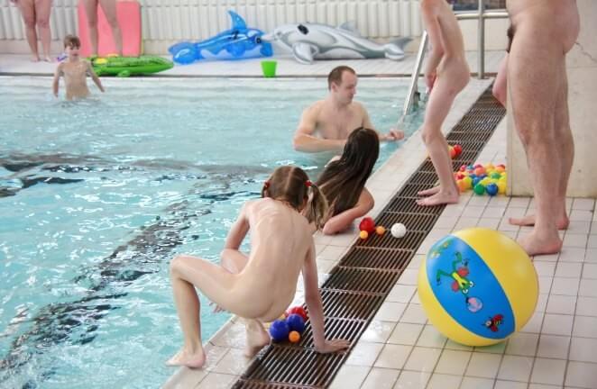 Nude family in the pool photos - Nudity is perceived as part of natural existence and the beauty of life