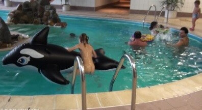 Indoor dolphin ride Full HD - A true nudist vacation